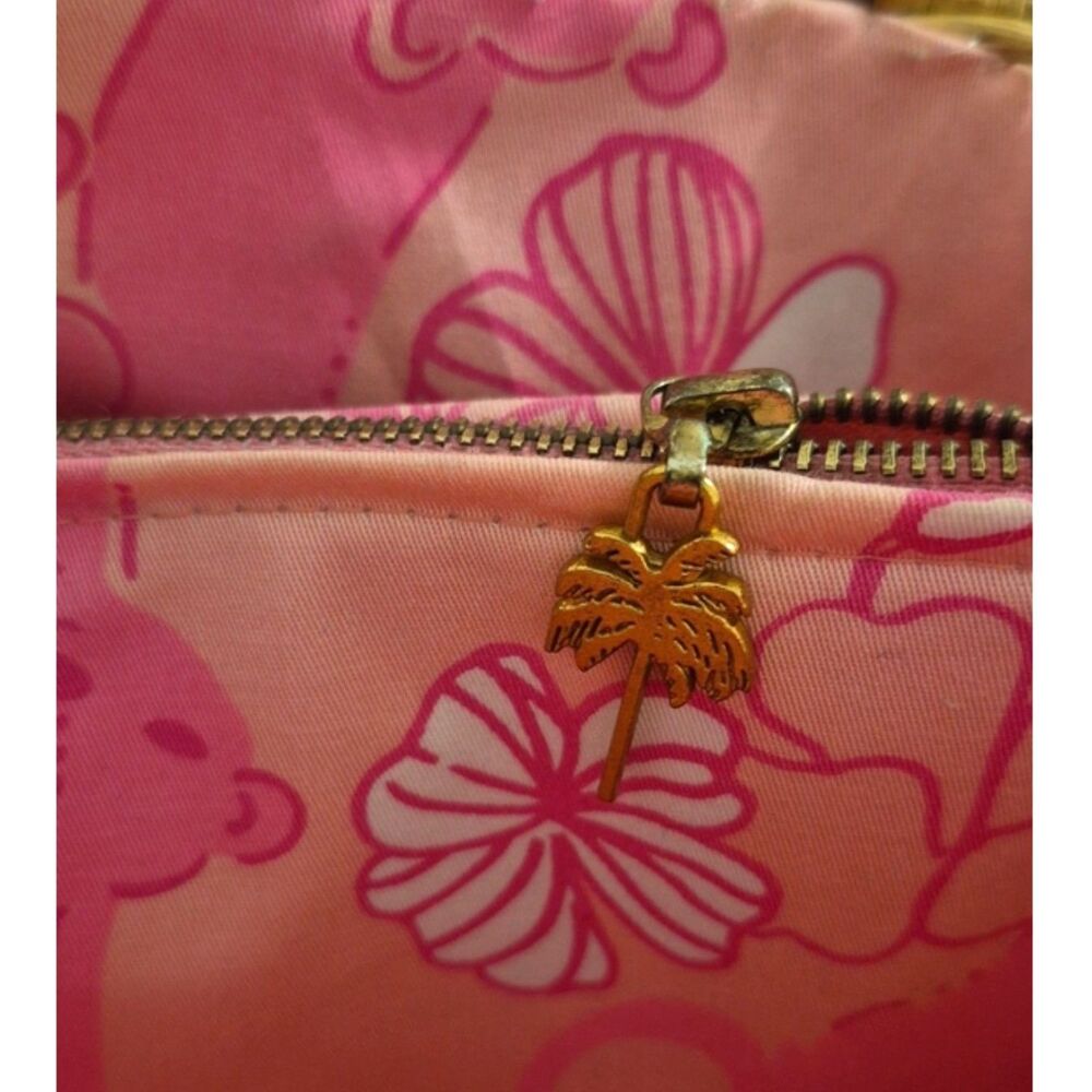 Lilly Pulitzer Vintage Y2k Straw Raffia Floral Tote Beach Bag Coastal Resort - Picture 8 of 14